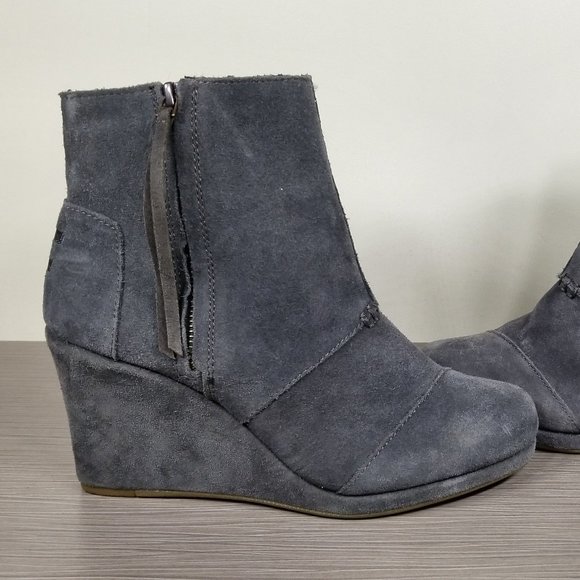 TOMS Desert Suede Wedge Bootie, Dark Gray Size 9.5 - Picture 7 of 10
